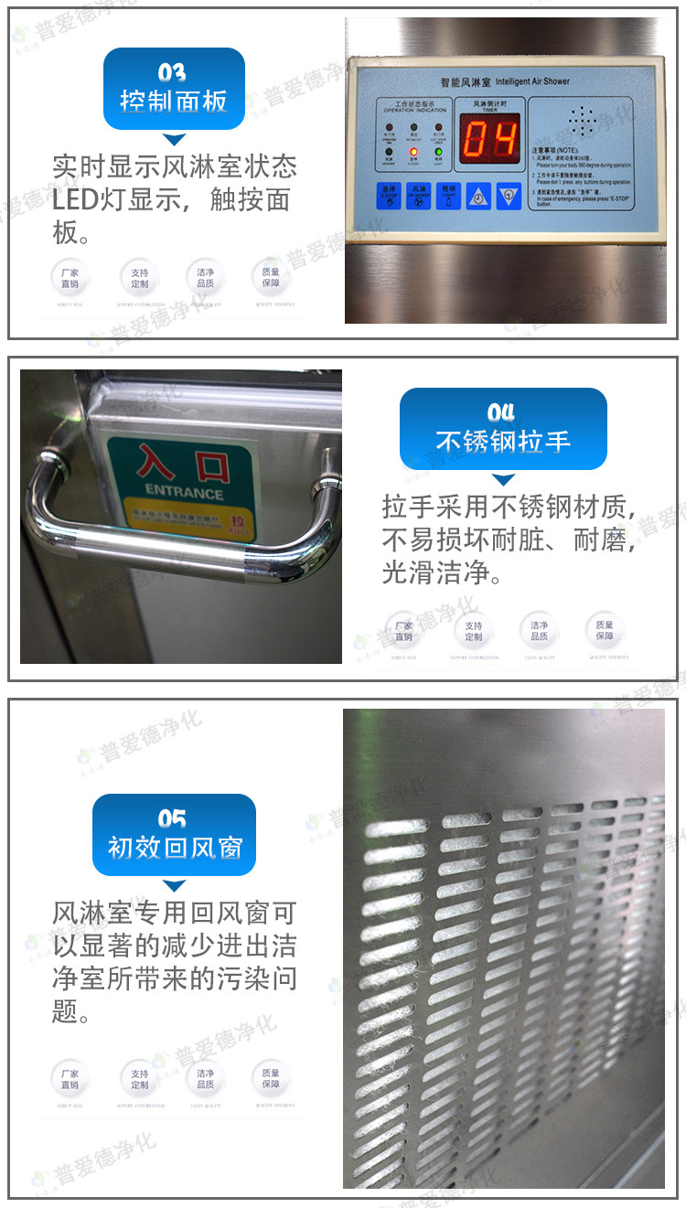不銹鋼風淋室單人單吹雙人雙吹紅外自動感應潔凈車間風淋門